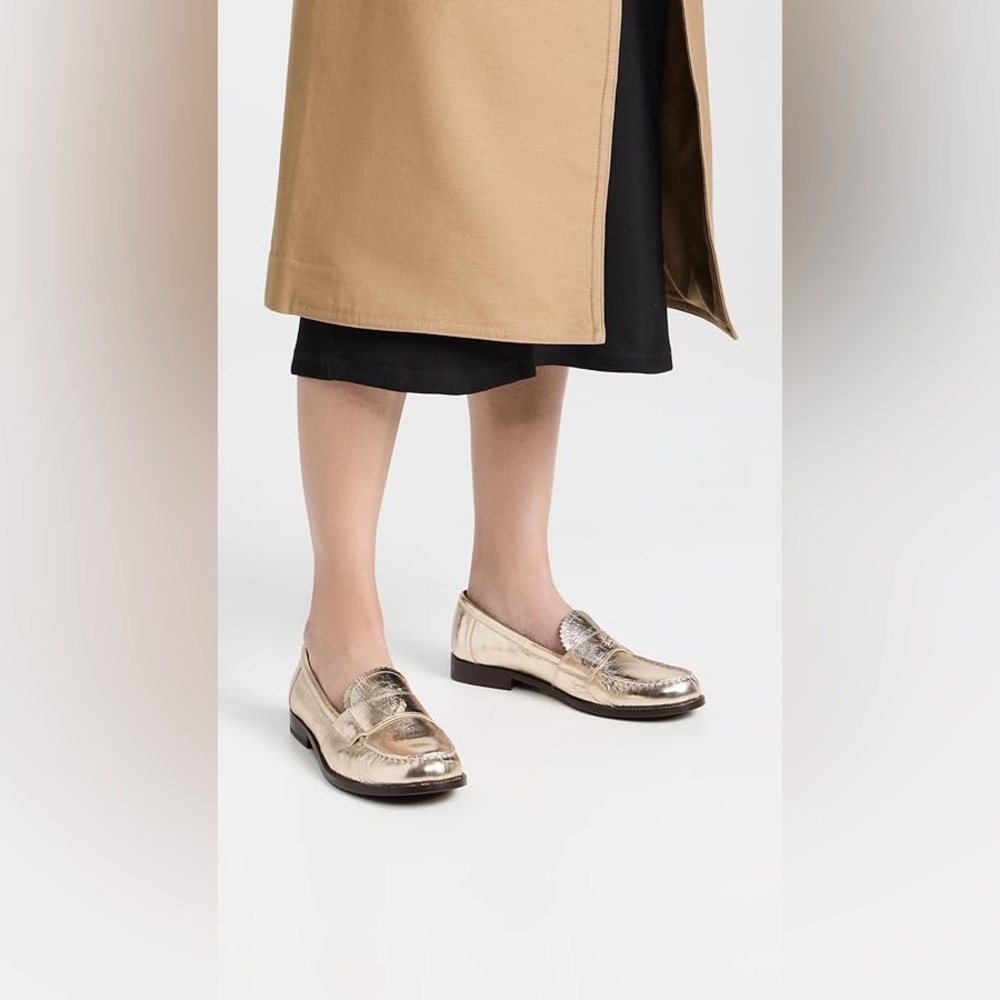 NWT Tory Burch Women’s Metallic Gold Classic Loafers, Color Spark Gold Platinum - Picture 12 of 16